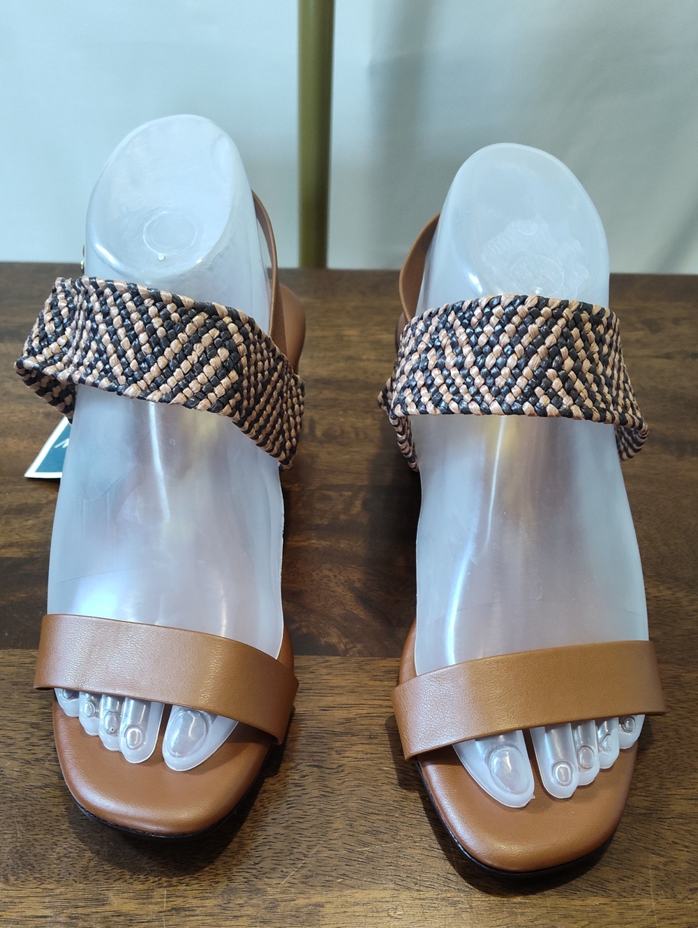 NWT Tan, Black Braided Strap Women’s  Sandals